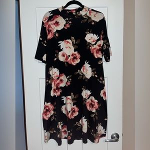 Floral Print High Neck Dress
